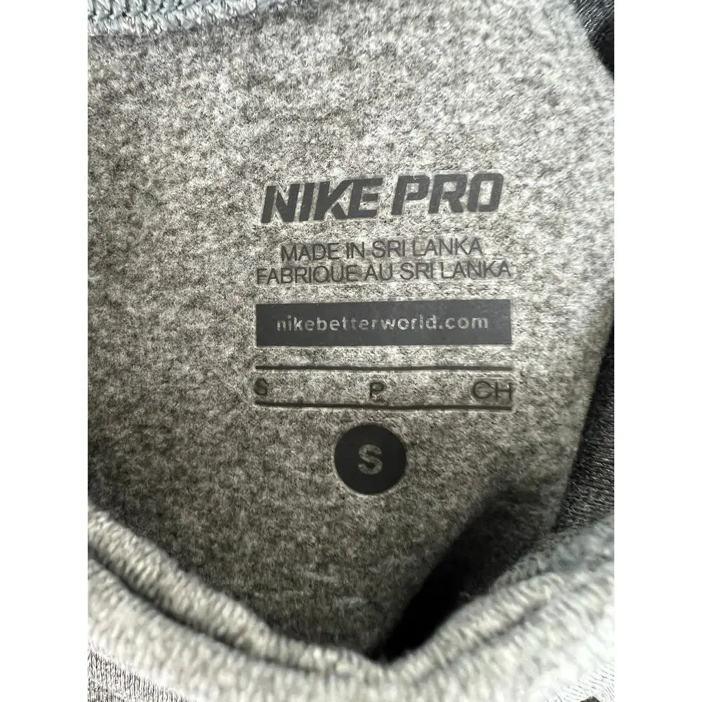 NIKE Pro Dri-Fit Women's Gray Long Sleeve Turtleneck Slim Athletic Top S Small
